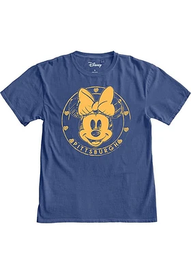 Pitt Panthers Womens Blue Sketch Minnie Short Sleeve T-Shirt