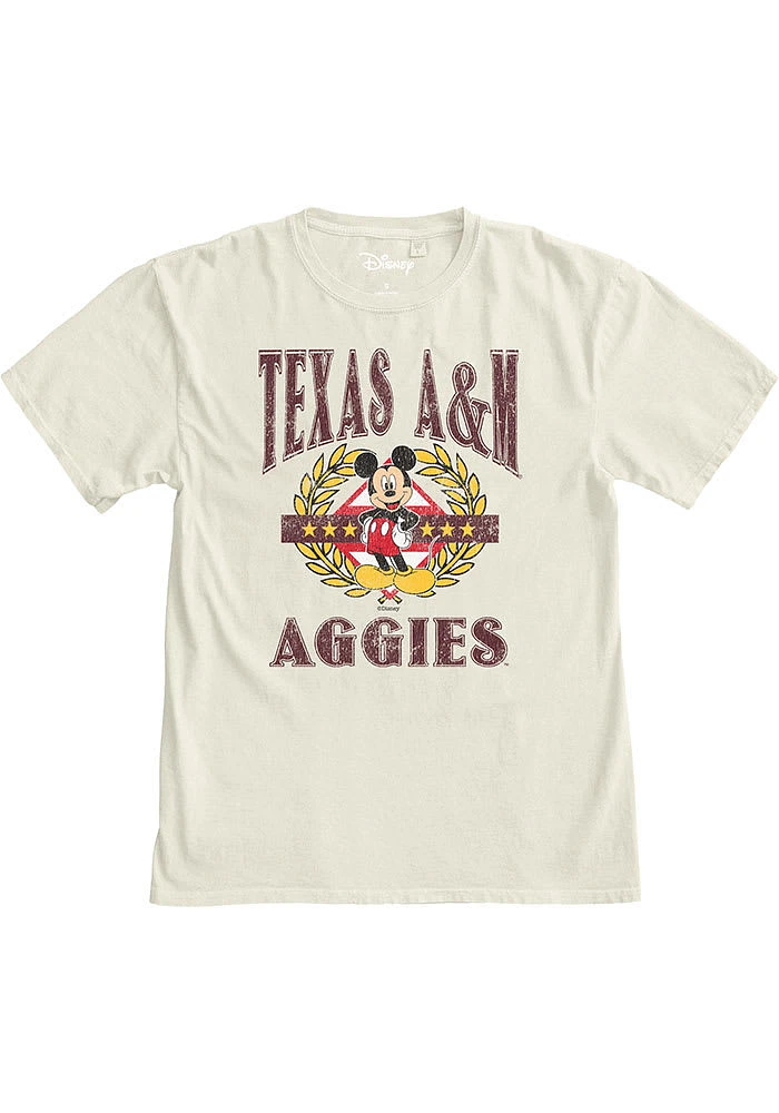 Texas A&M Aggies Womens Ivory Olive Mickey Short Sleeve T-Shirt