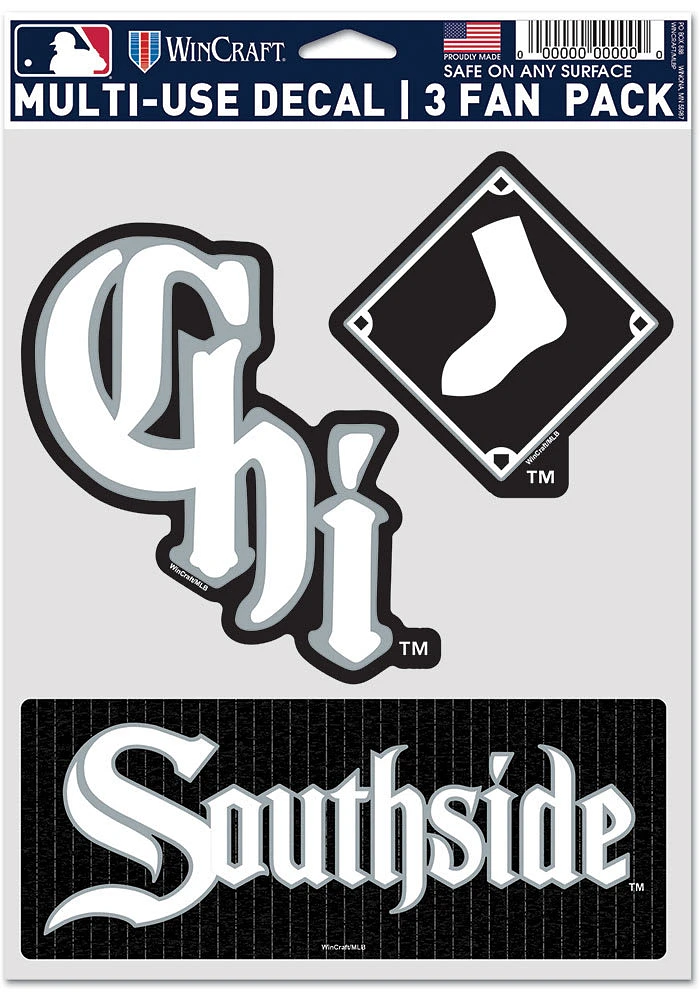 Chicago White Sox City Connect 3 Pack Auto Decal - Black