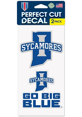 Indiana State Sycamores 4x4 Inch 2 Pack Auto Decal - Blue