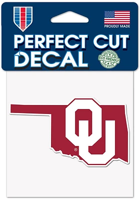 Oklahoma Sooners State Shape 4x4 Auto Decal - Red