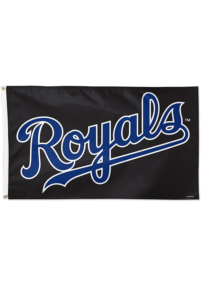 Kansas City Royals Team Edition 3x5 ft Silk Screen Grommet Flag - Black