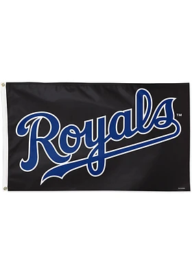 Kansas City Royals Team Edition 3x5 ft Silk Screen Grommet Flag - Black