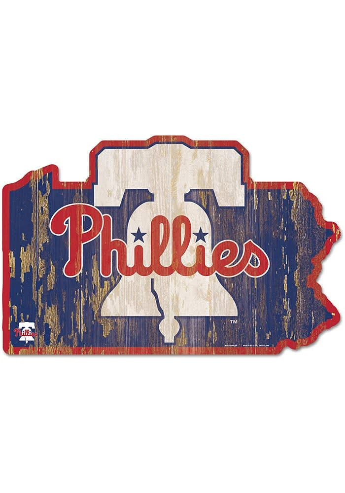 Philadelphia Phillies state shape Sign - Blue