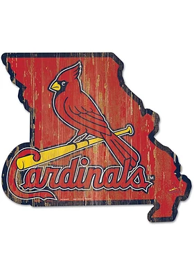 St Louis Cardinals state shape Sign - Red