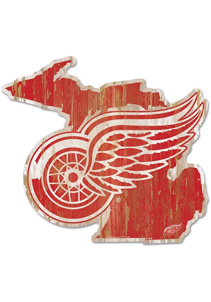 Detroit Red Wings state shape Sign - Red