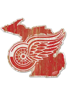 Detroit Red Wings state shape Sign - Red