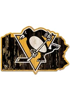 Pittsburgh Penguins state shape Sign - Yellow