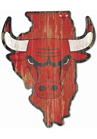 Chicago Bulls state shape Sign - Red