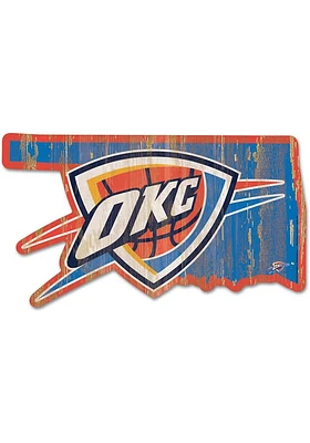 Oklahoma City Thunder state shape Sign - Blue