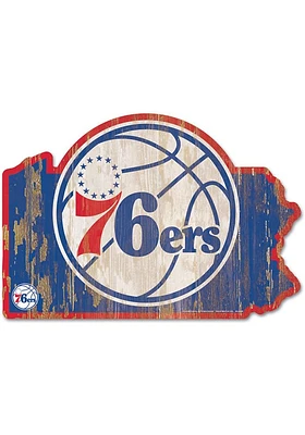 Philadelphia 76ers state shape Sign - Blue