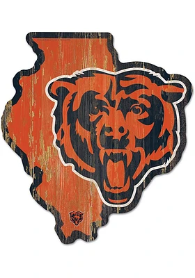 Chicago Bears state shape Sign - Navy Blue