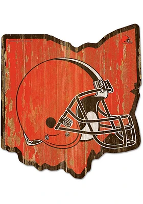 Cleveland Browns state shape Sign - Orange