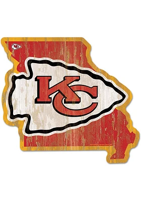 Kansas City Chiefs state shape Sign - Red