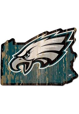 Philadelphia Eagles state shape Sign - Midnight Green