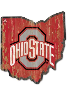 Ohio State Buckeyes state shape Sign - Red