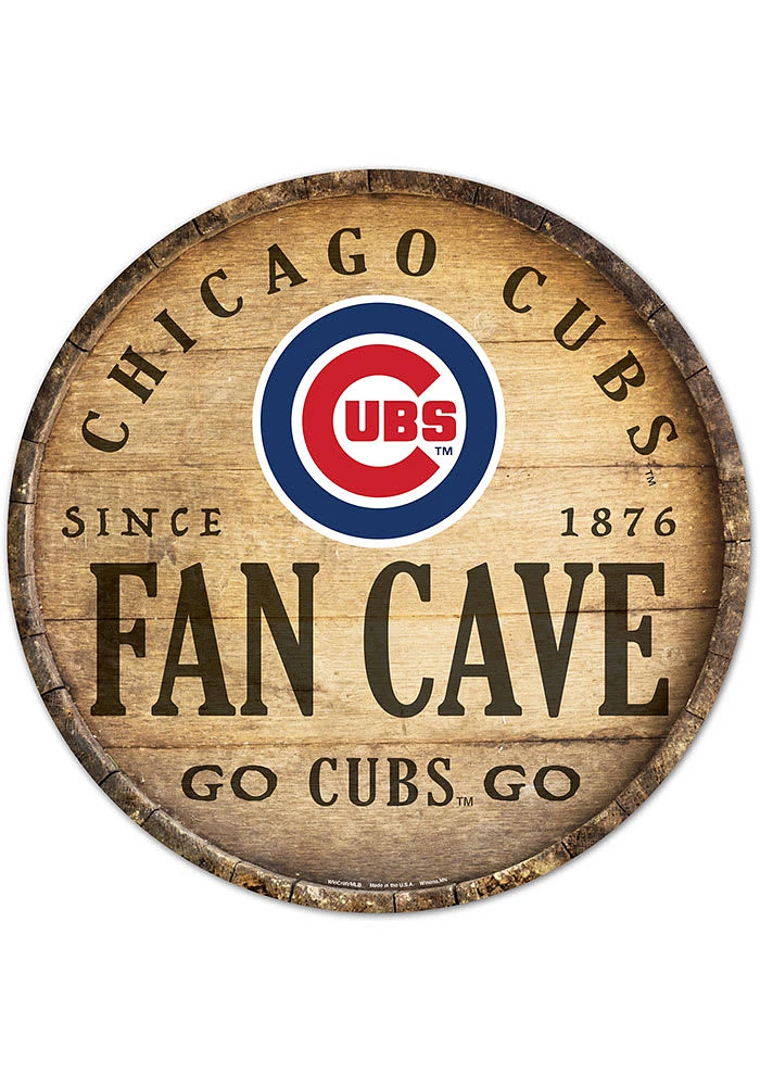 Chicago Cubs round fan cave Sign - Blue