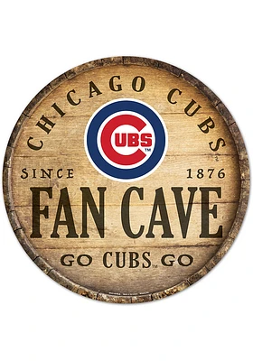 Chicago Cubs round fan cave Sign - Blue