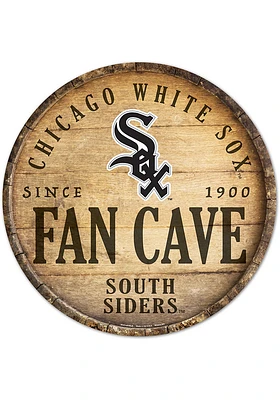 Chicago White Sox round fan cave Sign - Black