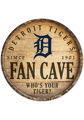 Detroit Tigers round fan cave Sign - Navy Blue