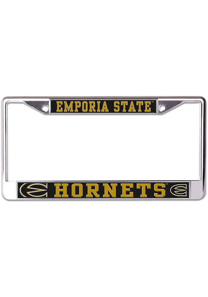Emporia State Hornets Printed Metallic License Plate Frame - Black