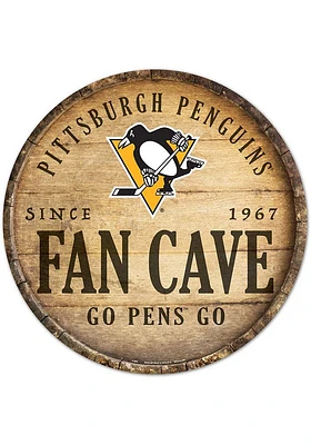 Pittsburgh Penguins round fan cave Sign - Yellow