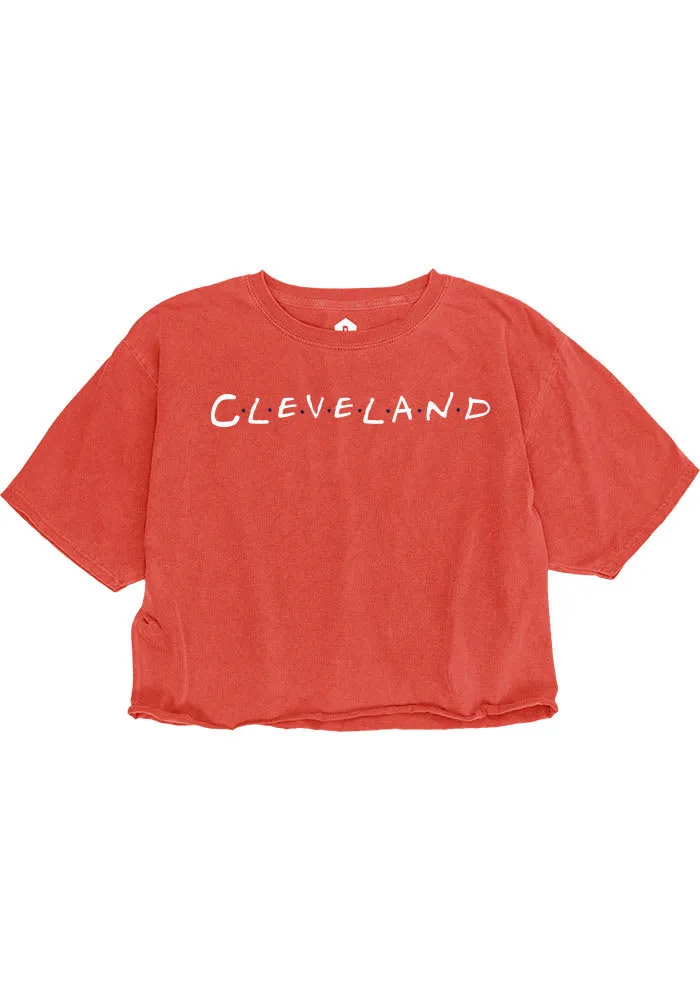 Rally Cleveland Womens Red Cheetah Short Sleeve T-Shirt