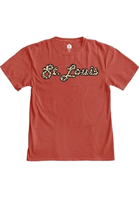 Rally St Louis Womens Red Cheetah Short Sleeve T-Shirt