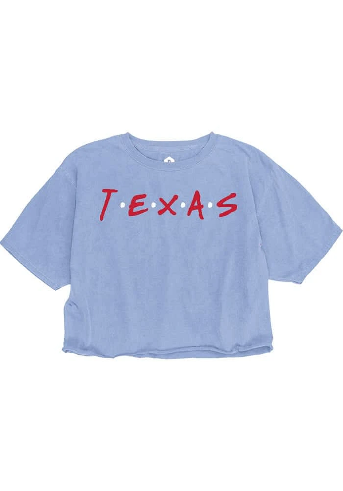 Rally Texas Womens Light Blue Dots Short Sleeve T-Shirt