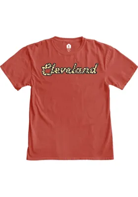 Cleveland Women's Red Cheetah Wordmark Short Sleeve T-Shirt