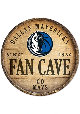 Dallas Mavericks round fan cave Sign - Blue
