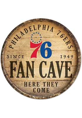 Philadelphia 76ers round fan cave Sign - Blue
