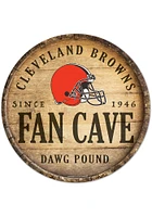 Cleveland Browns round fan cave Sign - Orange