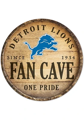 Detroit Lions round fan cave Sign - Blue