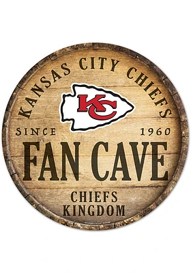 Kansas City Chiefs round fan cave Sign - Red