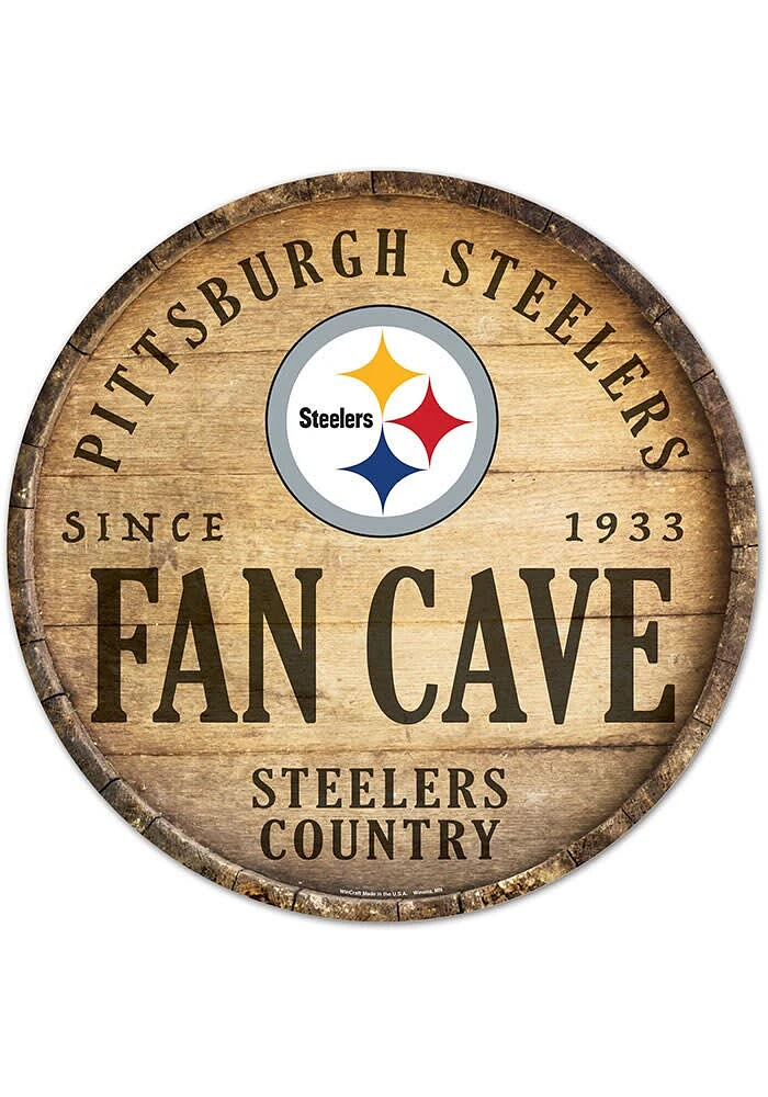 Pittsburgh Steelers round fan cave Sign - Yellow