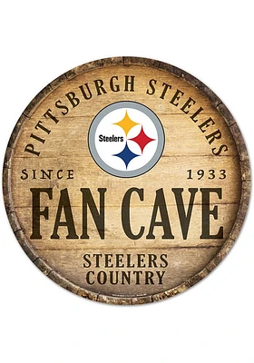 Pittsburgh Steelers round fan cave Sign - Yellow