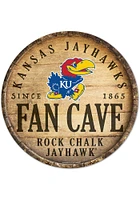 Kansas Jayhawks round fan cave Sign - Blue