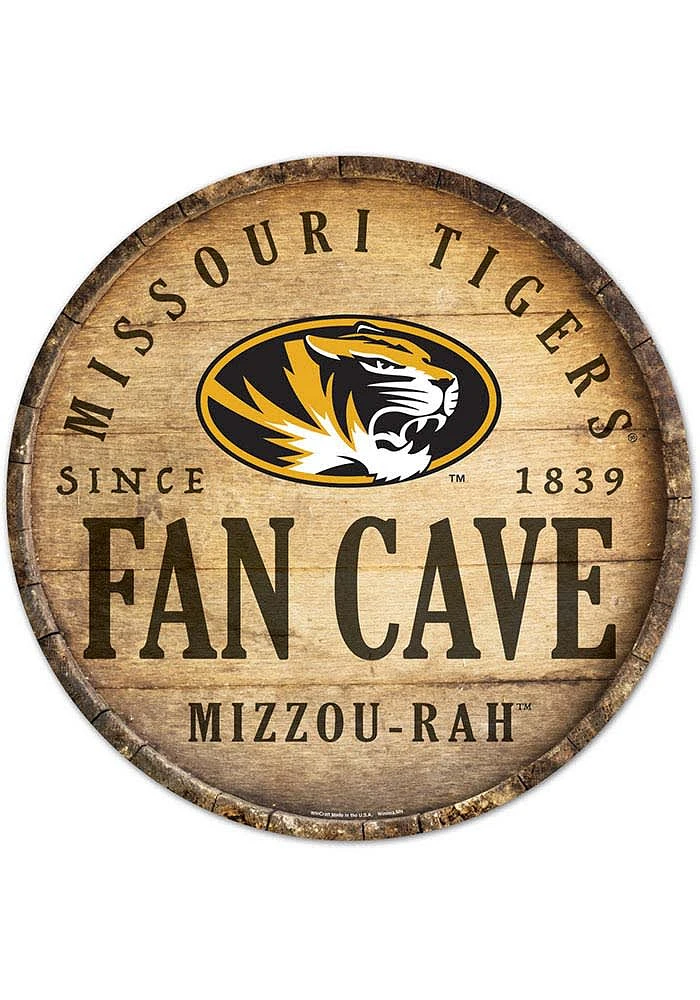 Missouri Tigers round fan cave Sign - Yellow