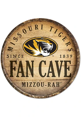 Missouri Tigers round fan cave Sign - Yellow