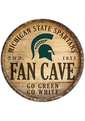 Michigan State Spartans round fan cave Sign - Green