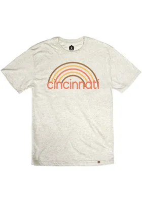 Rally Cincinnati Oatmeal Rainbow Short Sleeve Fashion T Shirt