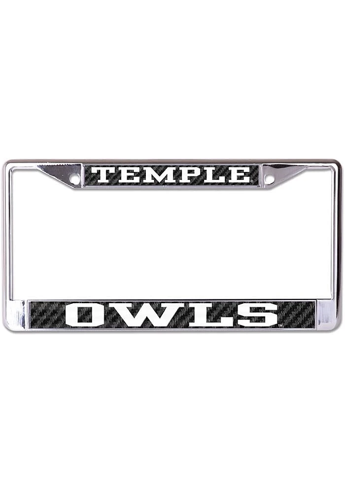 Temple Owls Carbon Fiber License Plate Frame - Black
