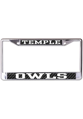 Temple Owls Carbon Fiber License Plate Frame - Black