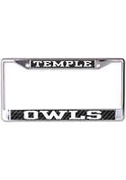 Temple Owls Carbon Fiber License Plate Frame - Black