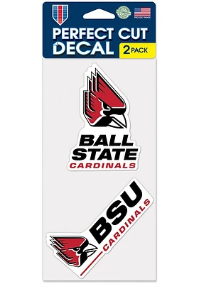Ball State Cardinals 4x4 2 Pack Auto Decal - Red
