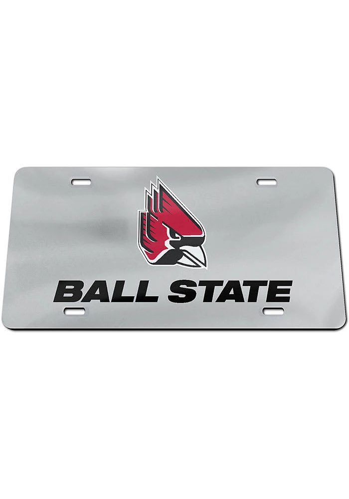 Ball State Cardinals Silver Team Logo Silver Car Accessory License Plate