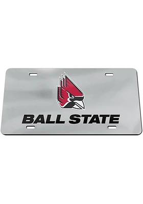Ball State Cardinals Silver Team Logo Silver Car Accessory License Plate