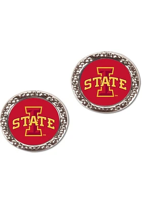 Iowa State Cyclones Hammered Circle Post Womens Earrings