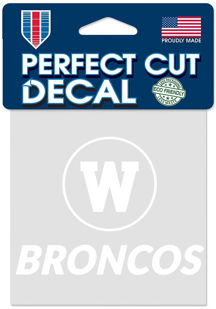 Western Michigan Broncos 4x4 White Auto Decal - White